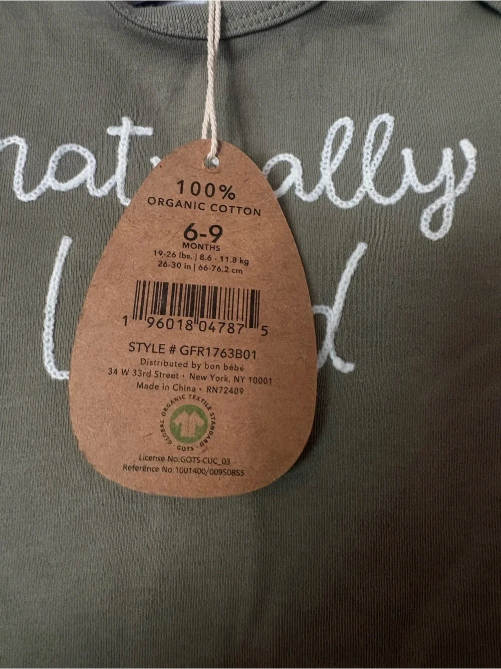 Rabbit + Bear Organic Cotton Naturally Wild Olive Onesie by Emily & Oliver 6-9 M